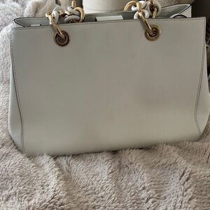 Michael Kors White Leather Satchel with gold hardware!